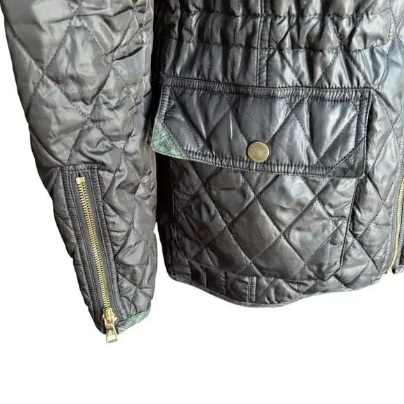 Sam Edelman Women's Lexi Quilted Jacket with Plaid Trim- Size Small - Picture 7 of 16